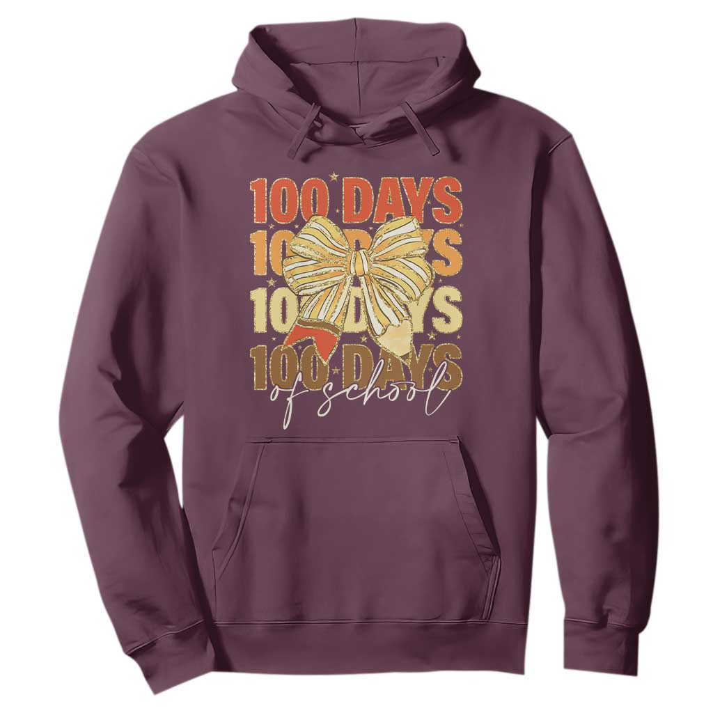 100 Days Of School Coquette Pencil Bow Hoodie TS11 Maroon Print Your Wear