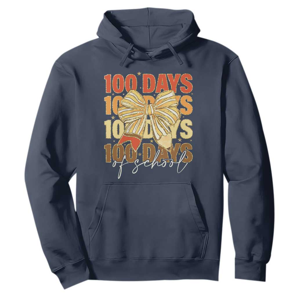 100 Days Of School Coquette Pencil Bow Hoodie TS11 Navy Print Your Wear