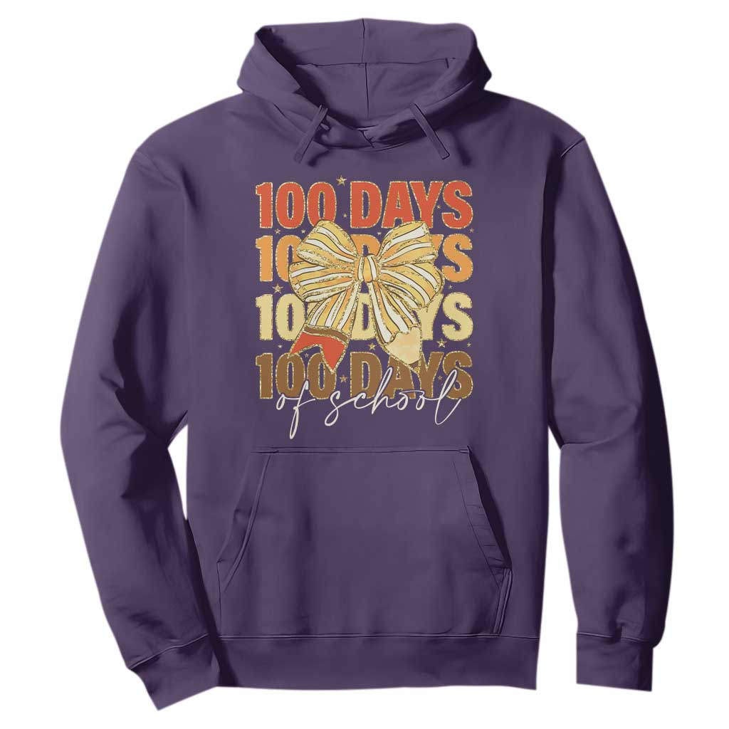 100 Days Of School Coquette Pencil Bow Hoodie TS11 Purple Print Your Wear