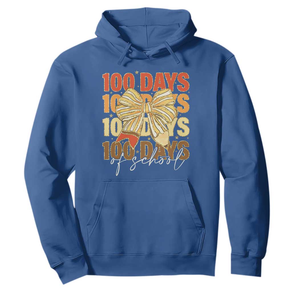 100 Days Of School Coquette Pencil Bow Hoodie TS11 Royal Blue Print Your Wear