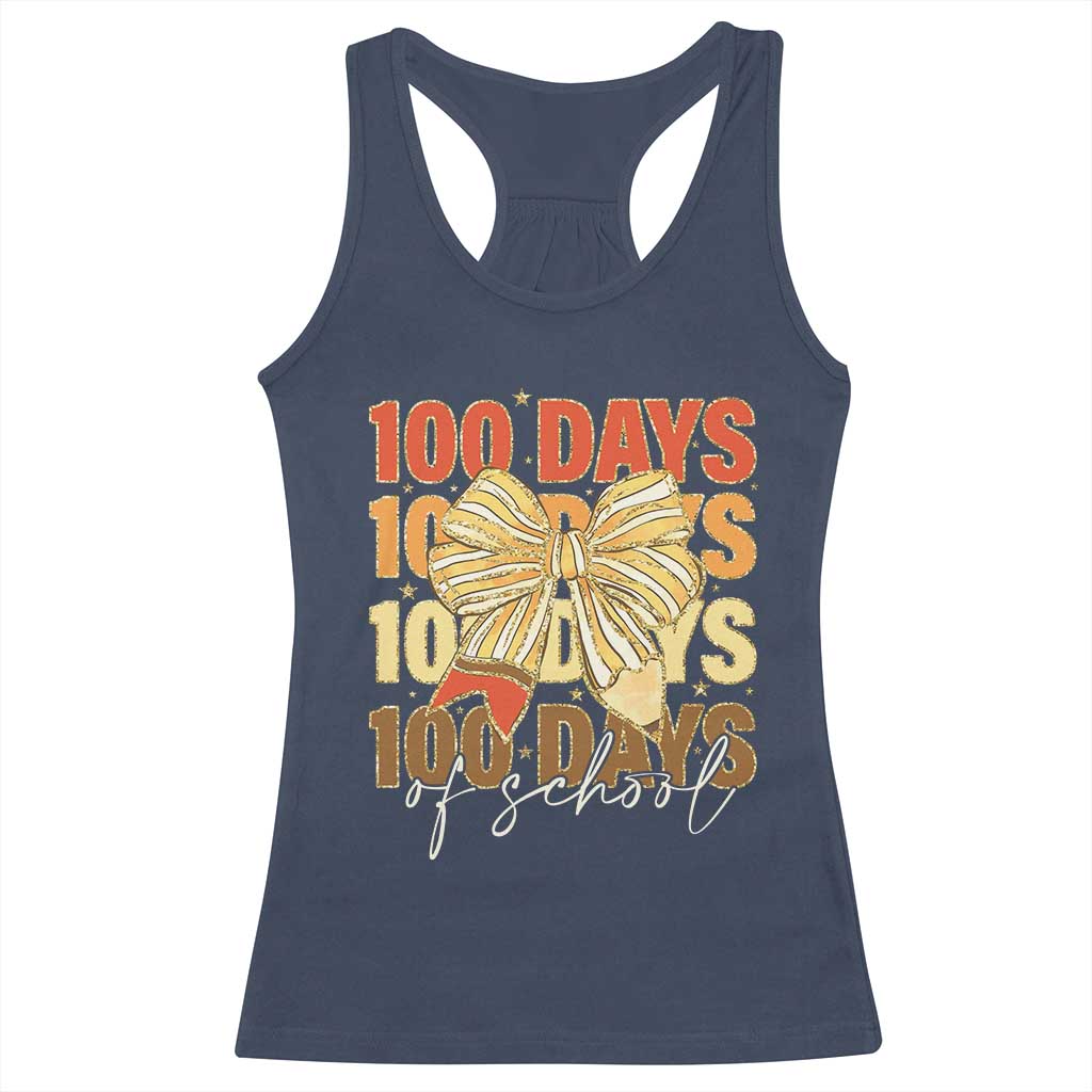 100 Days Of School Coquette Pencil Bow Racerback Tank Top TS11 Navy Print Your Wear
