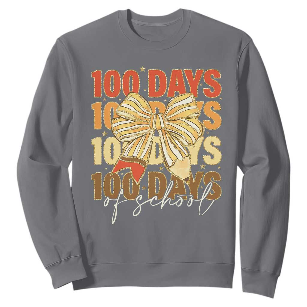 100 Days Of School Coquette Pencil Bow Sweatshirt TS11 Charcoal Print Your Wear