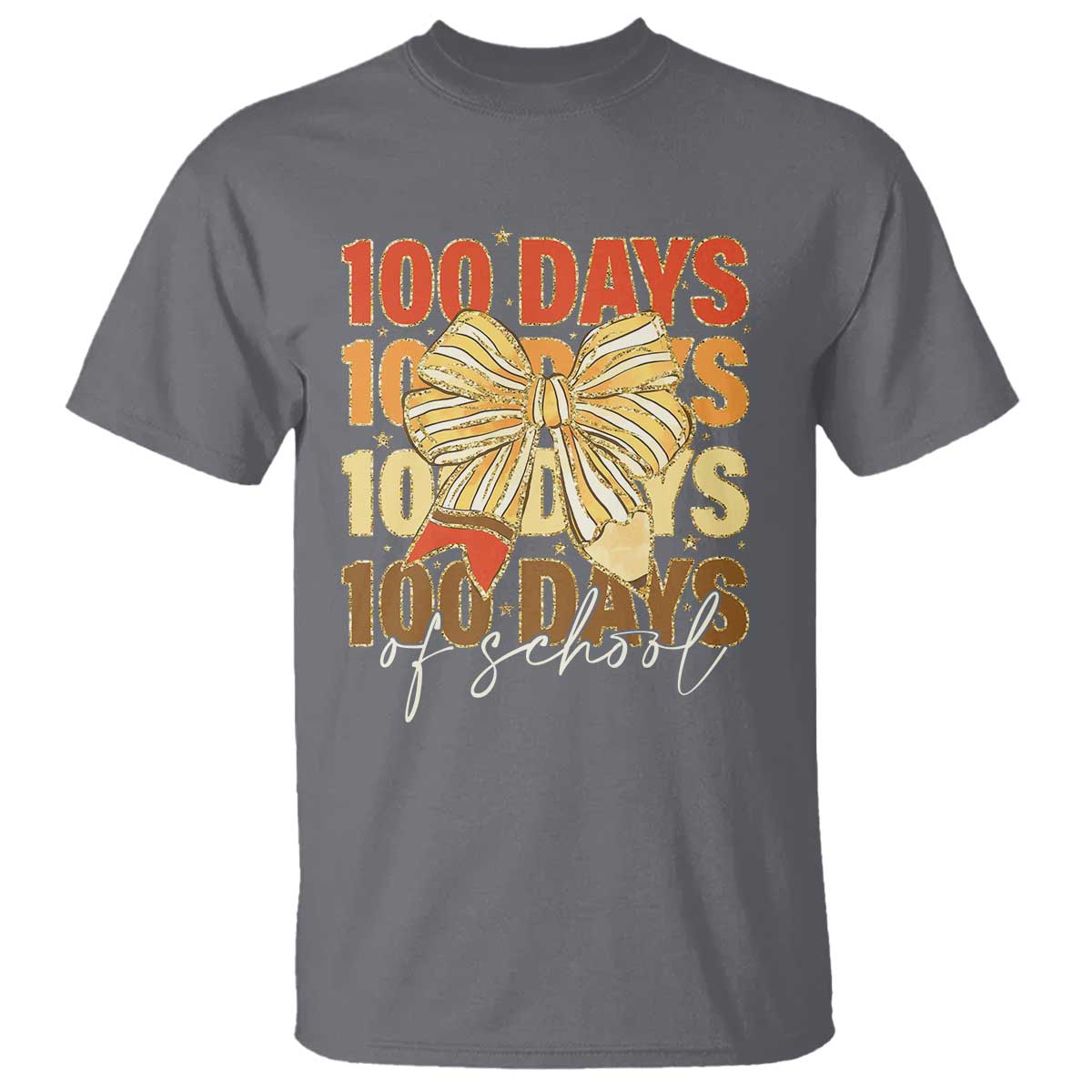 100 Days Of School Coquette Pencil Bow T Shirt TS11 Charcoal Print Your Wear