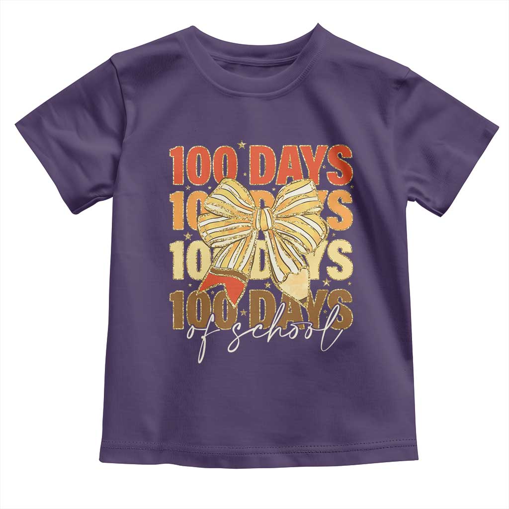 100 Days Of School Coquette Pencil Bow Toddler T Shirt TS11 Purple Print Your Wear