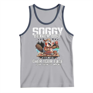Funny Beaver Grilling Tank Top Soggy Beaver BBQ It's Not All Over Your Face TS11 Athletic Heather Navy Print Your Wear