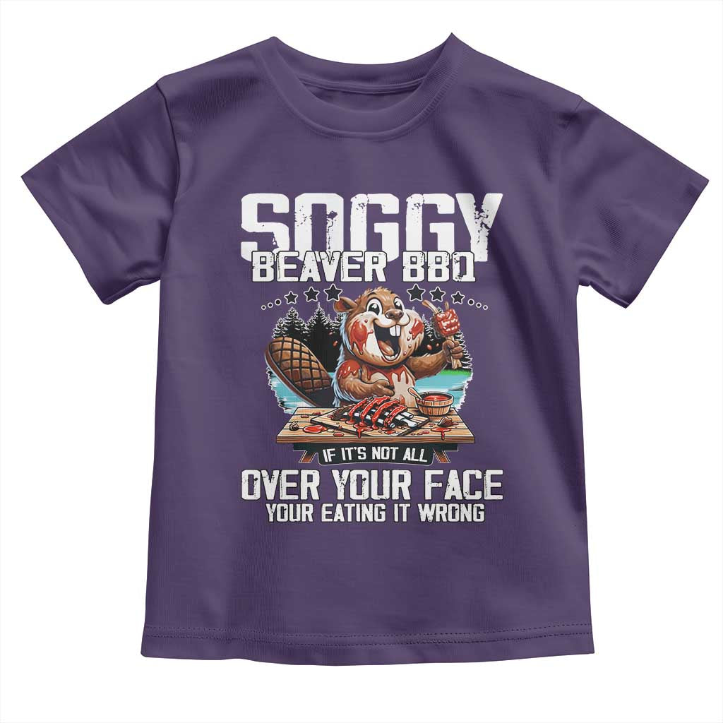 Funny Beaver Grilling Toddler T Shirt Soggy Beaver BBQ It's Not All Over Your Face TS11 Purple Print Your Wear