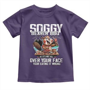 Funny Beaver Grilling Toddler T Shirt Soggy Beaver BBQ It's Not All Over Your Face TS11 Purple Print Your Wear