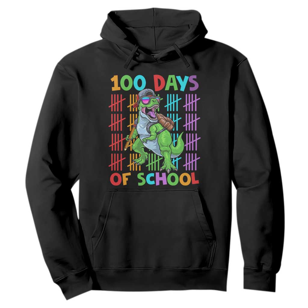 Funny 100 Days Of School T-Rex Dinosaur Hoodie TS11 Black Print Your Wear