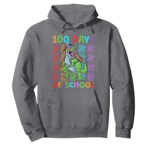 Funny 100 Days Of School T-Rex Dinosaur Hoodie TS11 Charcoal Print Your Wear