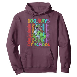 Funny 100 Days Of School T-Rex Dinosaur Hoodie TS11 Maroon Print Your Wear