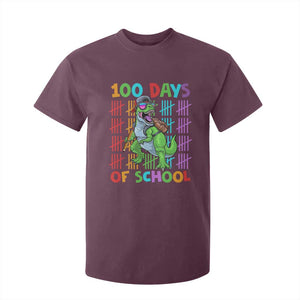 Funny 100 Days Of School T-Rex Dinosaur T Shirt For Kid TS11 Maroon Print Your Wear