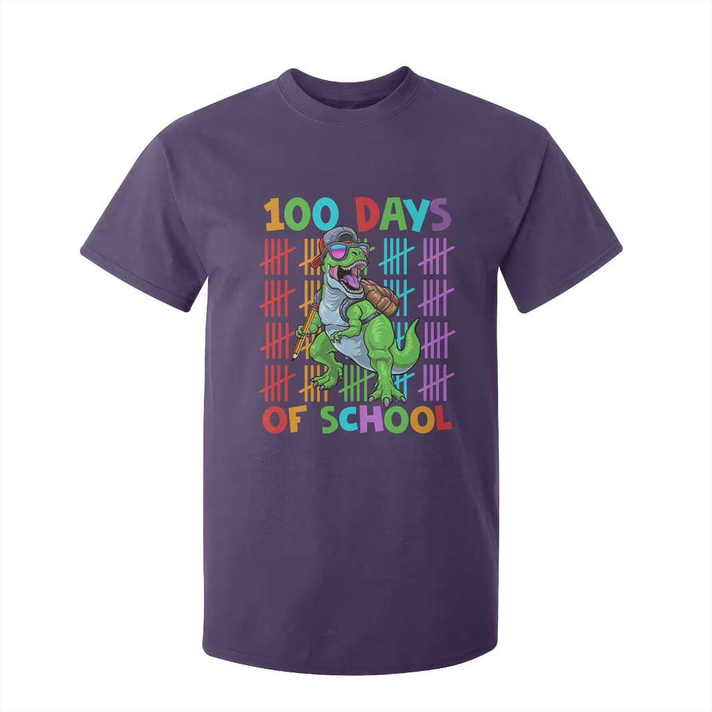 Funny 100 Days Of School T-Rex Dinosaur T Shirt For Kid TS11 Purple Print Your Wear