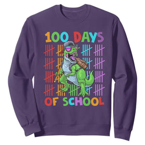 Funny 100 Days Of School T-Rex Dinosaur Sweatshirt TS11 Purple Print Your Wear