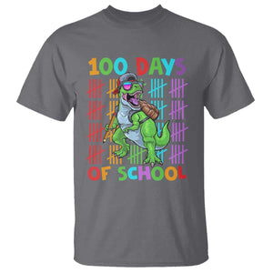 Funny 100 Days Of School T-Rex Dinosaur T Shirt TS11 Charcoal Print Your Wear