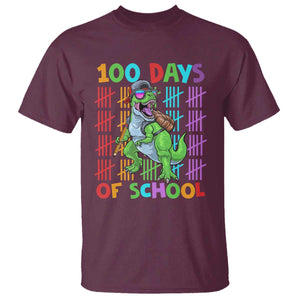 Funny 100 Days Of School T-Rex Dinosaur T Shirt TS11 Maroon Print Your Wear
