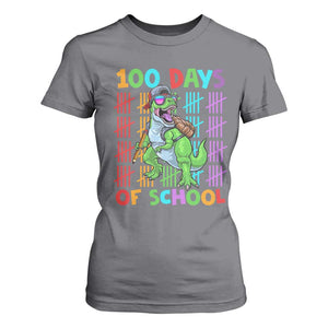Funny 100 Days Of School T-Rex Dinosaur T Shirt For Women TS11 Charcoal Print Your Wear