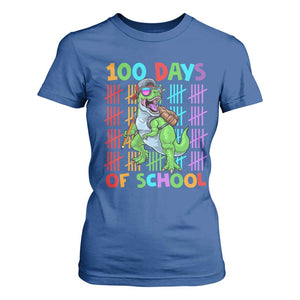 Funny 100 Days Of School T-Rex Dinosaur T Shirt For Women TS11 Royal Blue Print Your Wear