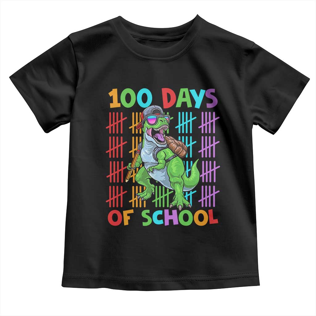 Funny 100 Days Of School T-Rex Dinosaur Toddler T Shirt TS11 Black Print Your Wear