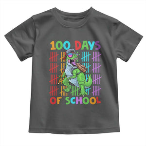 Funny 100 Days Of School T-Rex Dinosaur Toddler T Shirt TS11 Dark Heather Print Your Wear