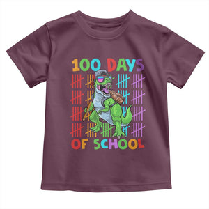 Funny 100 Days Of School T-Rex Dinosaur Toddler T Shirt TS11 Maroon Print Your Wear