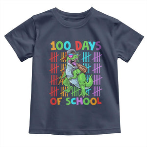 Funny 100 Days Of School T-Rex Dinosaur Toddler T Shirt TS11 Navy Print Your Wear