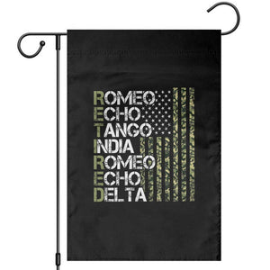 Funny Retired Military Phonetic Alphabet Retirement Garden Flag Vintage Camouflage Flag TS11 Black Print Your Wear