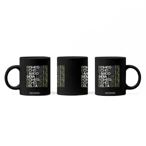 Funny Retired Military Phonetic Alphabet Retirement Coffee Mug Vintage Camouflage Flag TS11 Print Your Wear
