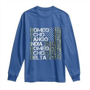 Funny Retired Military Phonetic Alphabet Retirement Long Sleeve Shirt Vintage Camouflage Flag TS11 Royal Blue Print Your Wear