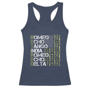 Funny Retired Military Phonetic Alphabet Retirement Racerback Tank Top Vintage Camouflage Flag TS11 Navy Print Your Wear