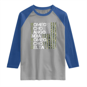 Funny Retired Military Phonetic Alphabet Retirement Raglan Shirt Vintage Camouflage Flag TS11 Sport Gray Royal Print Your Wear