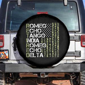 Funny Retired Military Phonetic Alphabet Retirement Spare Tire Cover Vintage Camouflage Flag TS11 No hole Black Print Your Wear
