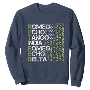 Retired 2025 Military Phonetic Alphabet Retirement Sweatshirt Vintage Camouflage Flag TS11 Navy Print Your Wear