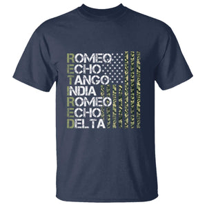 Funny Retired Military Phonetic Alphabet Retirement T Shirt Vintage Camouflage Flag TS11 Navy Print Your Wear