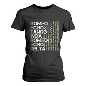 Funny Retired Military Phonetic Alphabet Retirement T Shirt For Women Vintage Camouflage Flag TS11 Black Print Your Wear