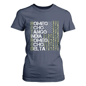 Funny Retired Military Phonetic Alphabet Retirement T Shirt For Women Vintage Camouflage Flag TS11 Navy Print Your Wear