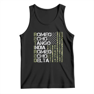 Funny Retired Military Phonetic Alphabet Retirement Tank Top Vintage Camouflage Flag TS11 Black Print Your Wear