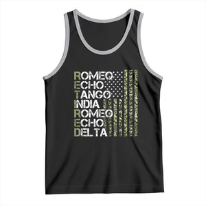 Retired 2025 Military Phonetic Alphabet Retirement Tank Top Vintage Camouflage Flag TS11 Black Athletic Heather Print Your Wear