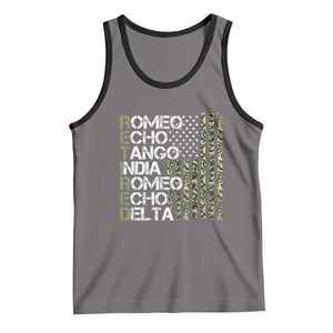 Retired 2025 Military Phonetic Alphabet Retirement Tank Top Vintage Camouflage Flag TS11 Deep Heather Black Print Your Wear