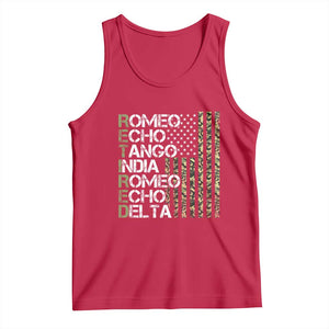 Funny Retired Military Phonetic Alphabet Retirement Tank Top Vintage Camouflage Flag TS11 Red Print Your Wear