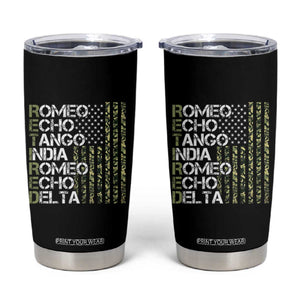 Funny Retired Military Phonetic Alphabet Retirement Tumbler Cup Vintage Camouflage Flag TS11 Black Print Your Wear