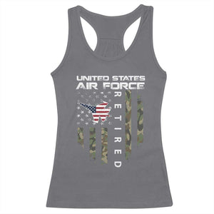 Funny United States Air Force Retired Racerback Tank Top Camo American Flag Fighter TS11 Charcoal Print Your Wear