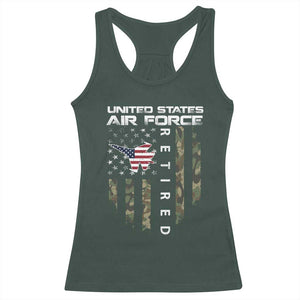 Funny United States Air Force Retired Racerback Tank Top Camo American Flag Fighter TS11 Dark Forest Green Print Your Wear