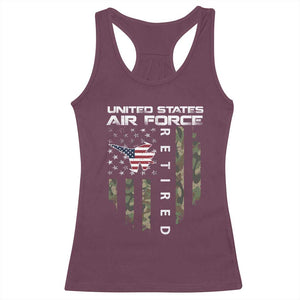 Funny United States Air Force Retired Racerback Tank Top Camo American Flag Fighter TS11 Maroon Print Your Wear