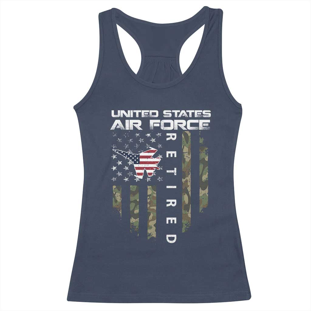 Funny United States Air Force Retired Racerback Tank Top Camo American Flag Fighter TS11 Navy Print Your Wear