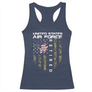 Funny United States Air Force Retired Racerback Tank Top Camo American Flag Fighter TS11 Navy Print Your Wear