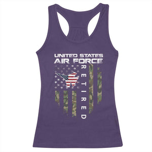 Funny United States Air Force Retired Racerback Tank Top Camo American Flag Fighter TS11 Purple Print Your Wear