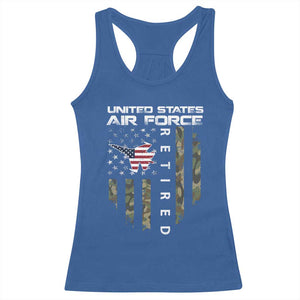 Funny United States Air Force Retired Racerback Tank Top Camo American Flag Fighter TS11 Royal Blue Print Your Wear