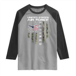 Funny United States Air Force Retired Raglan Shirt Camo American Flag Fighter TS11 Sport Gray Black Print Your Wear