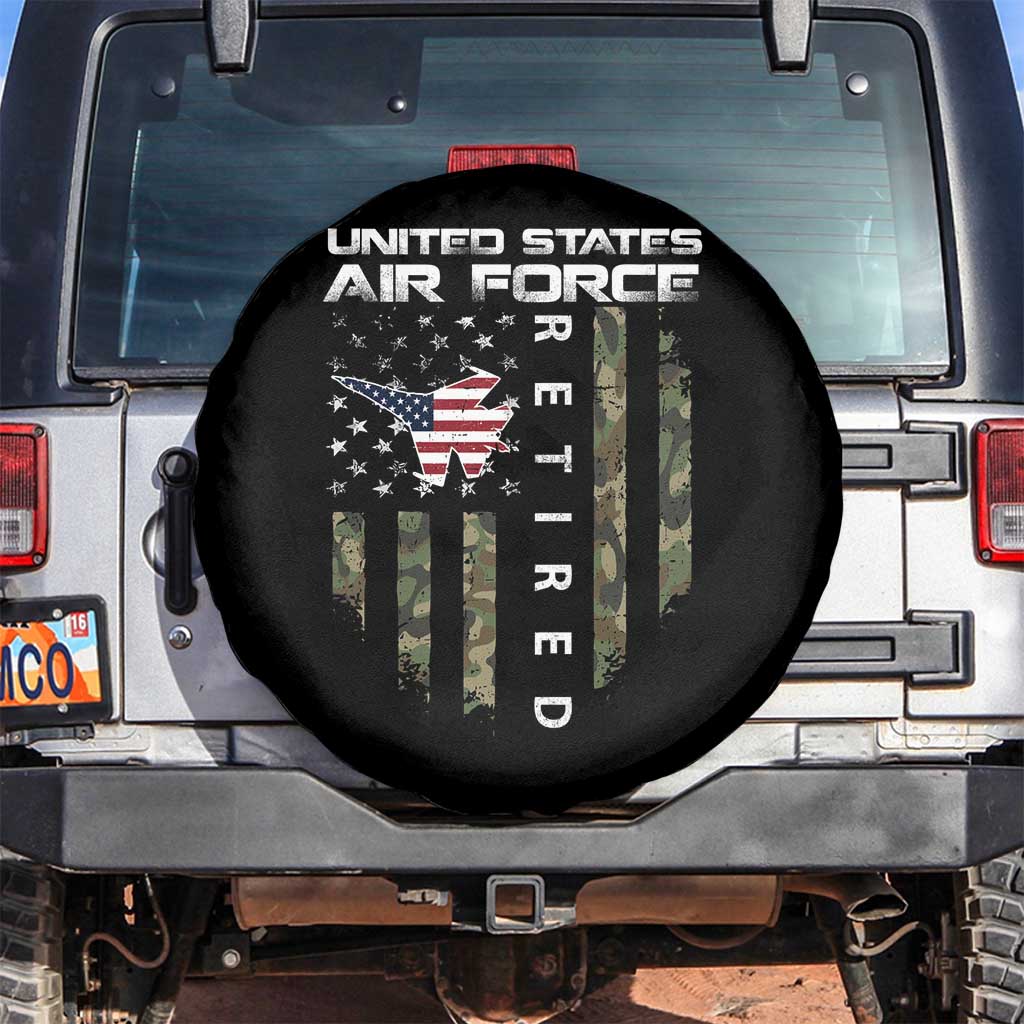 Funny United States Air Force Retired Spare Tire Cover Camo American Flag Fighter TS11 No hole Black Print Your Wear