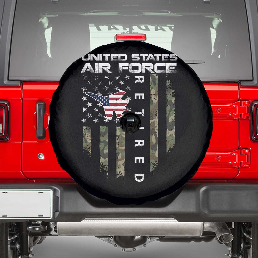 Funny United States Air Force Retired Spare Tire Cover Camo American Flag Fighter TS11 Black Print Your Wear